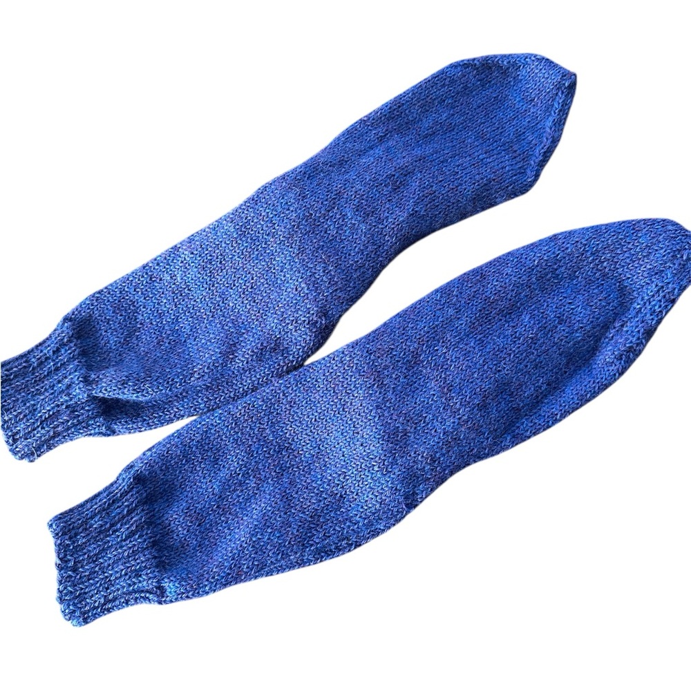 Hand Knit Lambswool Socks Women M/L Purple Cozy Winter Hiking Cottagecore